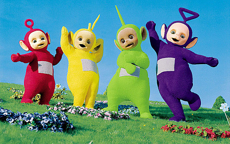 ryu and 4 teletubbies